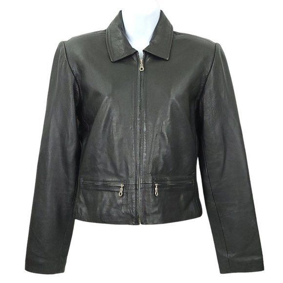 Saguaro West Trading Co Jackets & Blazers - Saguaro West Trading Co Front Zip Leather Jacket Womens Size S Moto Biker Black